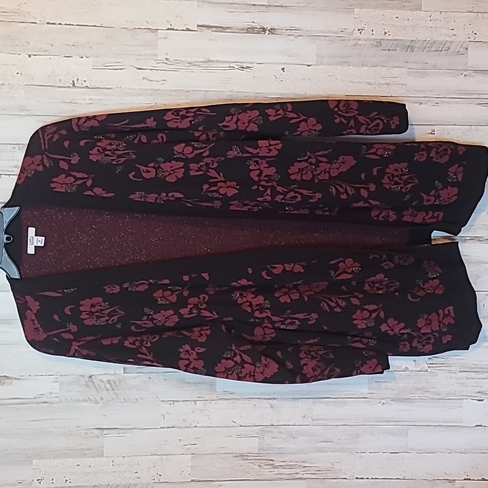 Croft & Barrow Black and Purple Floral Sweater